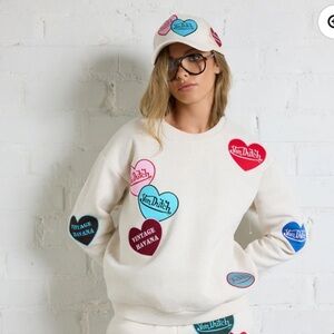 Vintage Havana Von Dutch Heart Patches Crew Neck Sweatshirt!
